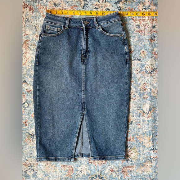 Denim Pencil Skirt with Slit - Picture 5 of 7
